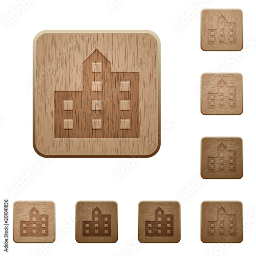 City silhouette wooden buttons