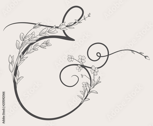 Vector Hand Drawn Flowered Ampersand monogram and logo