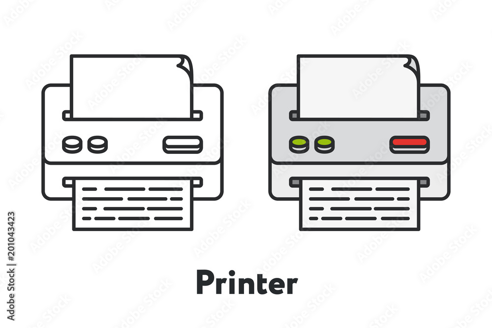 Office Paper Printer Minimal Color Flat Line Outline Stroke Icon Office Paper Printer Minimal Color Flat Line Outline Stroke Icon