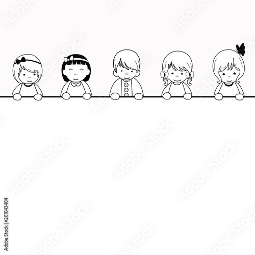 Cute cartoon kids with large banner