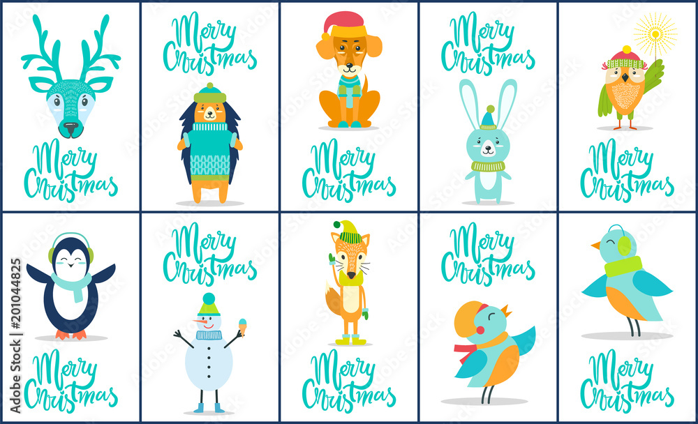 Merry Christmas Images Animal Vector Illustration Merry Christmas Images Animal Vector Illustration
