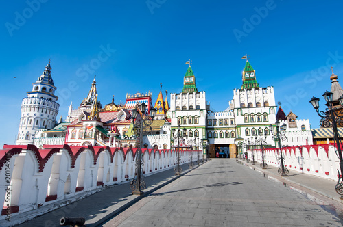 White-stone Izmailovo Kremlin during the midday in Moscow, Russia.