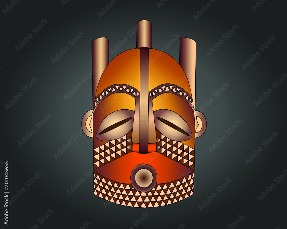Biombo Mask; Most commonly worn during the Biombo tribe's rituals and  ceremonies. Stock Vector | Adobe Stock