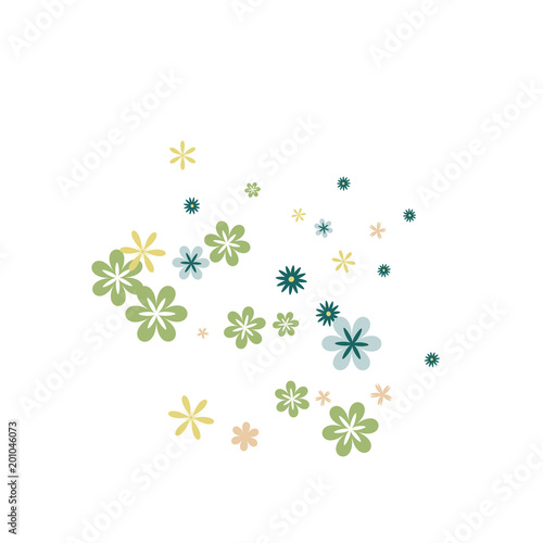 Feminine Floral Pattern with Simple Small Flowers for Greeting Card or Poster. Naive Daisy Flowers in Primitive Style. Vector Background for Spring or Summer Design.