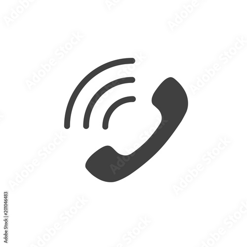 Phone icon in flat style isolated on white background. Making a phone call sign. Handset with waves. Telephone symbol.