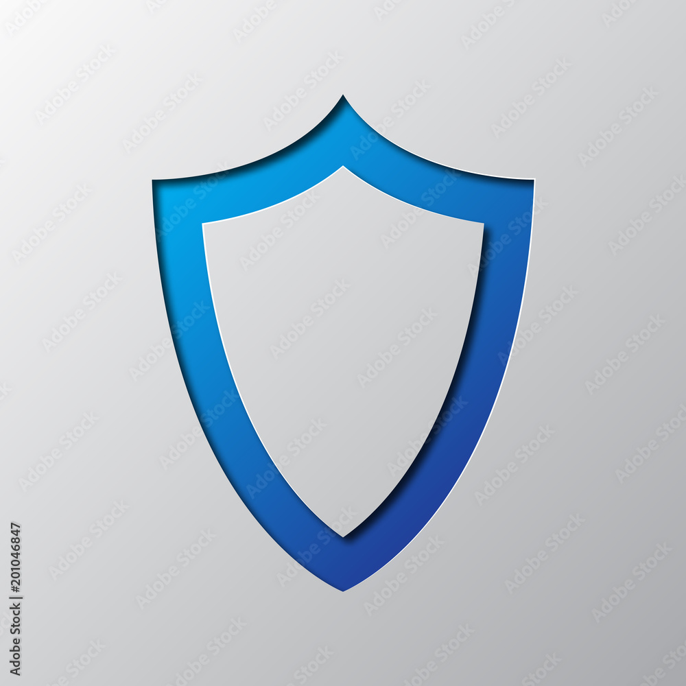Paper art of the blue shield. Vector illustration Paper art of the blue shield. Vector illustration