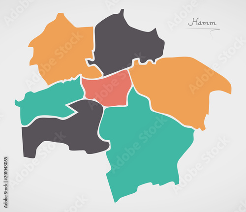 Hamm Map with boroughs and modern round shapes