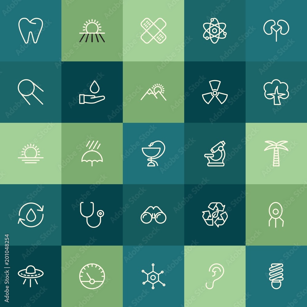 Modern Simple Set of health, science, nature Vector outline Icons. ..Contains such Icons as umbrella, science, meter, power, weather and more on green background. Fully Editable. Pixel Perfect. Modern Simple Set of health, science, nature Vector outline Icons. ..Contains such Icons as umbrella, science, meter, power, weather and more on green background. Fully Editable. Pixel Perfect.