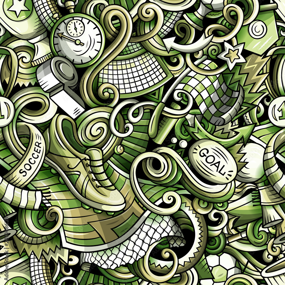 Cartoon doodles Football seamless pattern Cartoon doodles Football seamless pattern