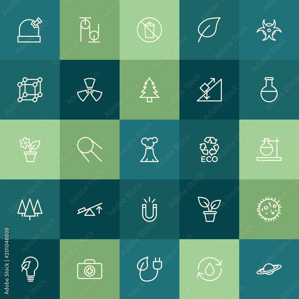 Modern Simple Set of health, science, nature Vector outline Icons. ..Contains such Icons as  saturn,  astronomy,  space, green,  save, kit and more on green background. Fully Editable. Pixel Perfect.