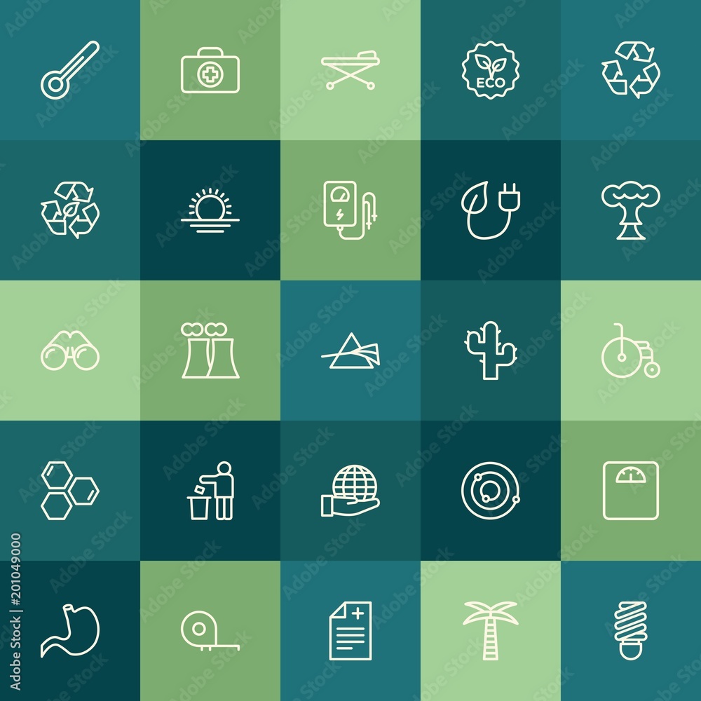 Modern Simple Set of health, science, nature Vector outline Icons. ..Contains such Icons as  symbol,  measure,  medicine,  first,  body and more on green background. Fully Editable. Pixel Perfect.