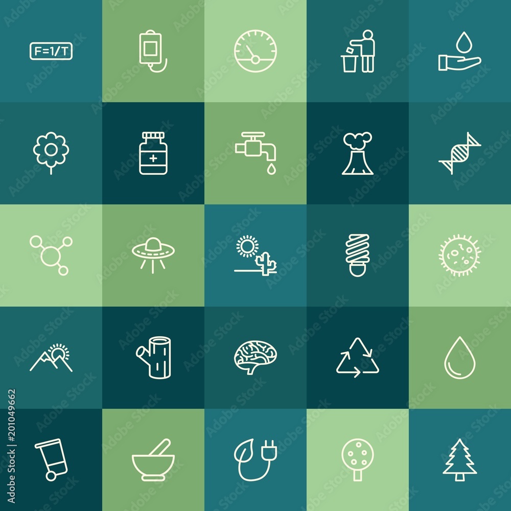 Modern Simple Set of health, science, nature Vector outline Icons. ..Contains such Icons as formula,  alternative, measurement,  science and more on green background. Fully Editable. Pixel Perfect.