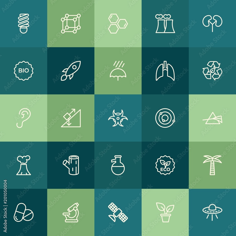 Modern Simple Set of health, science, nature Vector outline Icons. ..Contains such Icons as  room, interior,  education,  energy,  leaf and more on green background. Fully Editable. Pixel Perfect.