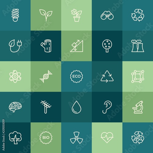 Modern Simple Set of health, science, nature Vector outline Icons. ..Contains such Icons as danger, human, technology, medical, ecology and more on green background. Fully Editable. Pixel Perfect.