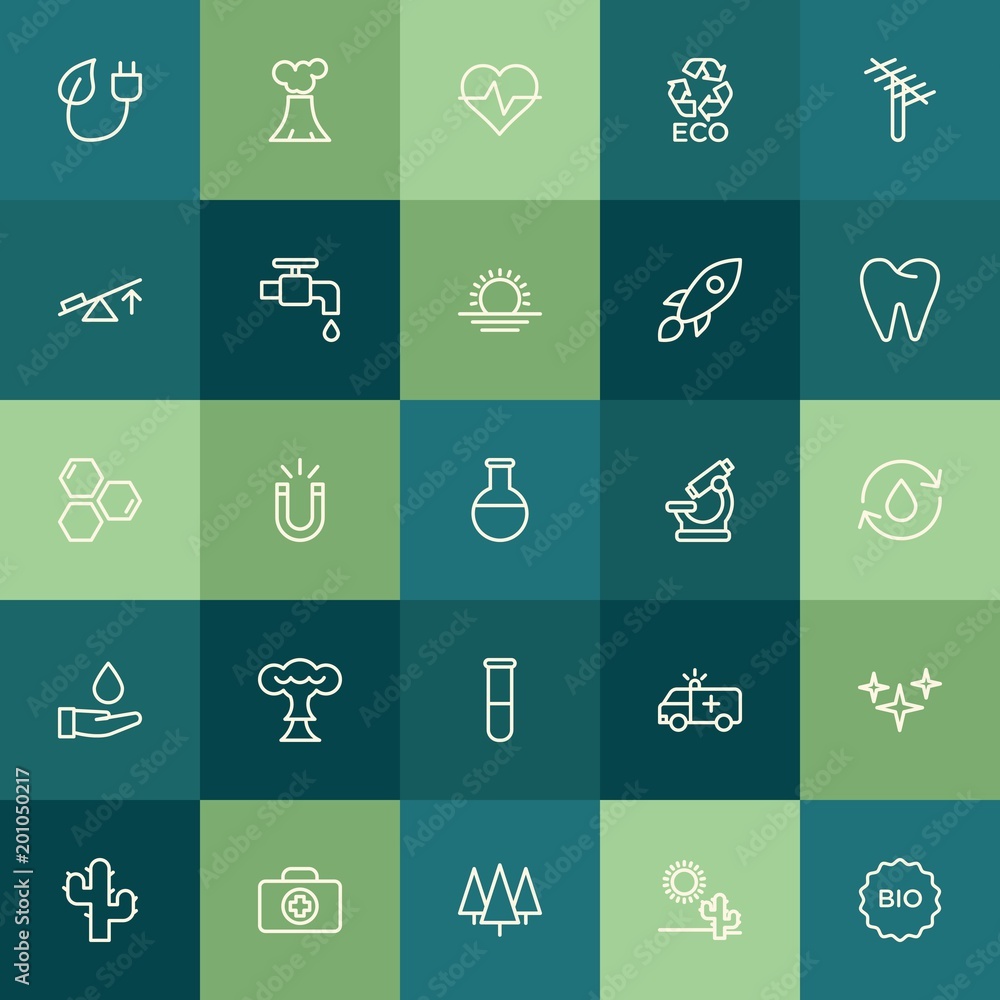 Modern Simple Set of health, science, nature Vector outline Icons. ..Contains such Icons as  green, forest, pulse,  landscape,  icon, bio and more on green background. Fully Editable. Pixel Perfect.