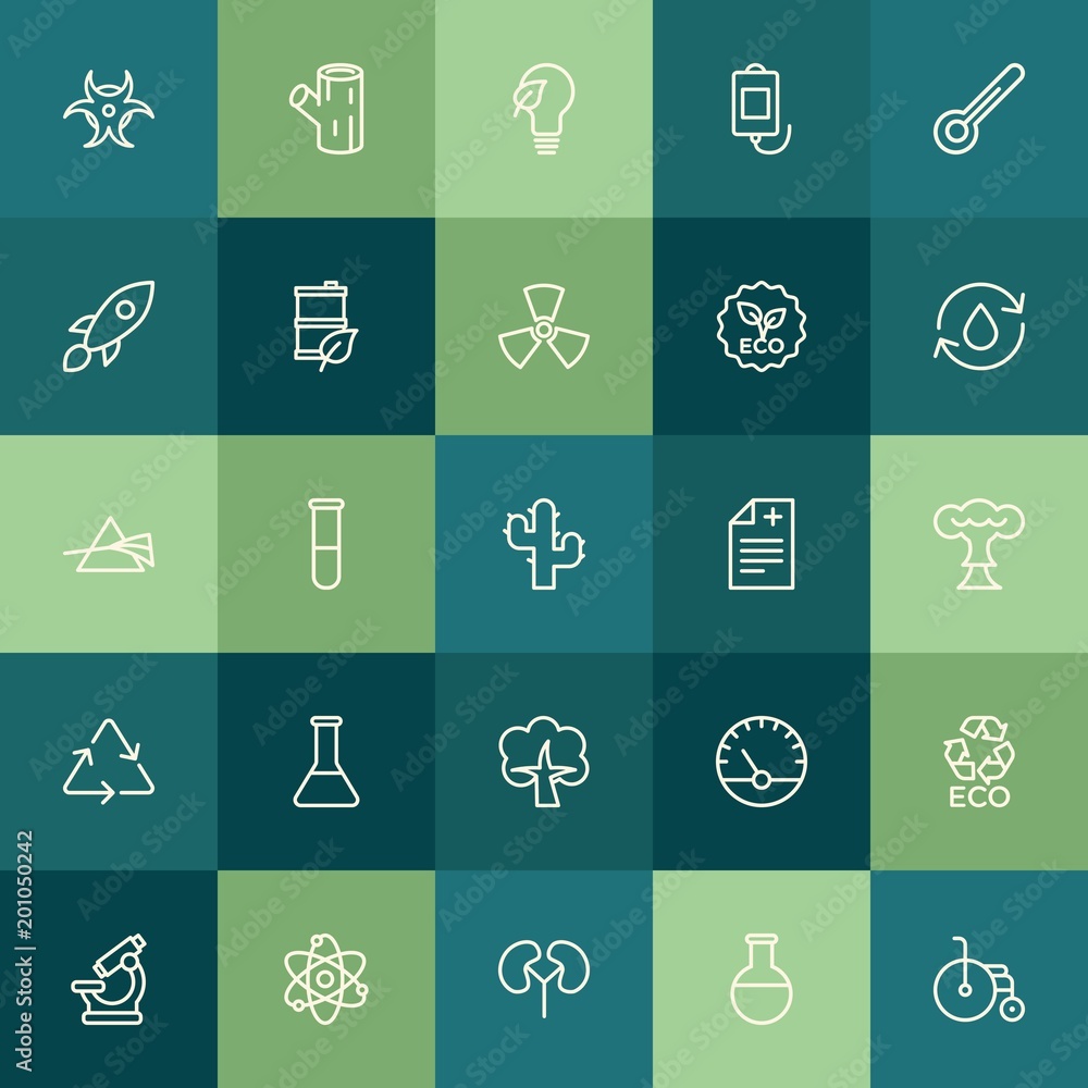 Modern Simple Set of health, science, nature Vector outline Icons. ..Contains such Icons as  microscope,  device,  equipment, green,  panel and more on green background. Fully Editable. Pixel Perfect.