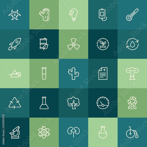 Modern Simple Set of health, science, nature Vector outline Icons. ..Contains such Icons as microscope, device, equipment, green, panel and more on green background. Fully Editable. Pixel Perfect.