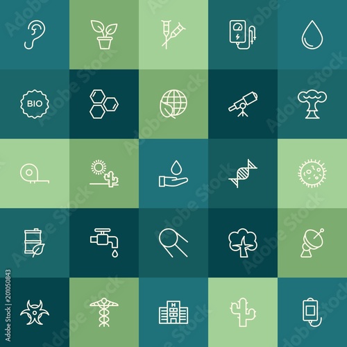 Modern Simple Set of health, science, nature Vector outline Icons. ..Contains such Icons as landscape, crutch, nature, isolated, room and more on green background. Fully Editable. Pixel Perfect.