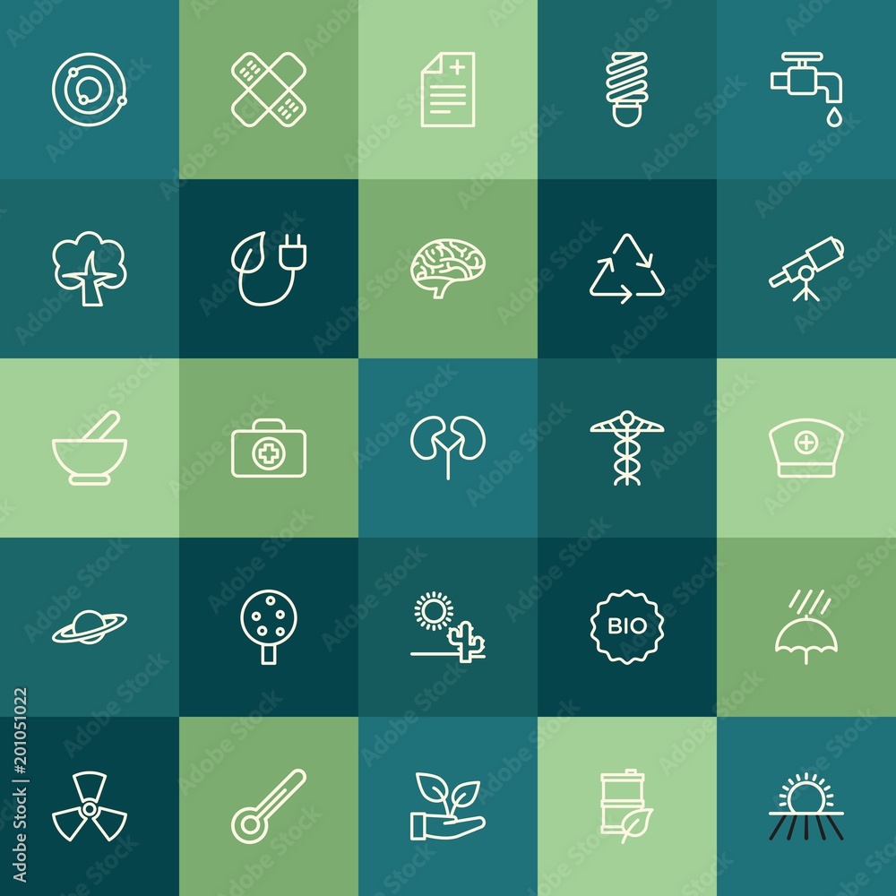 Modern Simple Set of health, science, nature Vector outline Icons. ..Contains such Icons as plant, pharmacy, power, ecology, energy and more on green background. Fully Editable. Pixel Perfect. Modern Simple Set of health, science, nature Vector outline Icons. ..Contains such Icons as plant, pharmacy, power, ecology, energy and more on green background. Fully Editable. Pixel Perfect.