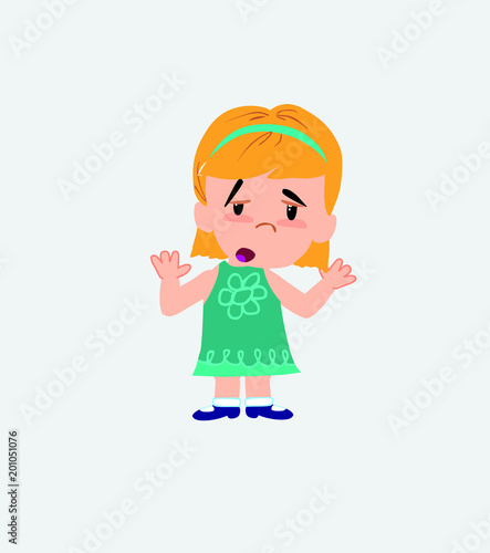 White girl makes a gesture of tired resignation.