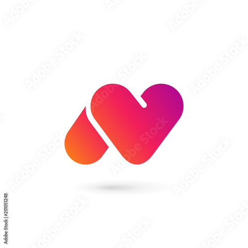 Letter N heart logo icon design template elements