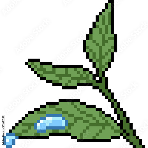 vector pixel art leaf water drop