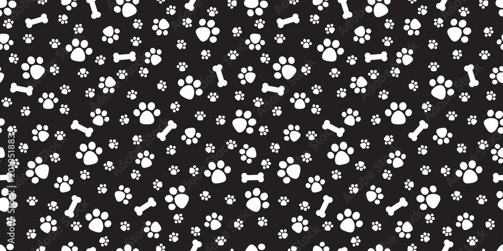 Dog Bone Seamless pattern vector dog paw doodle isolated background