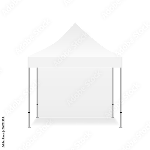 Display tent mockup with one wall - front view. Vector illustration