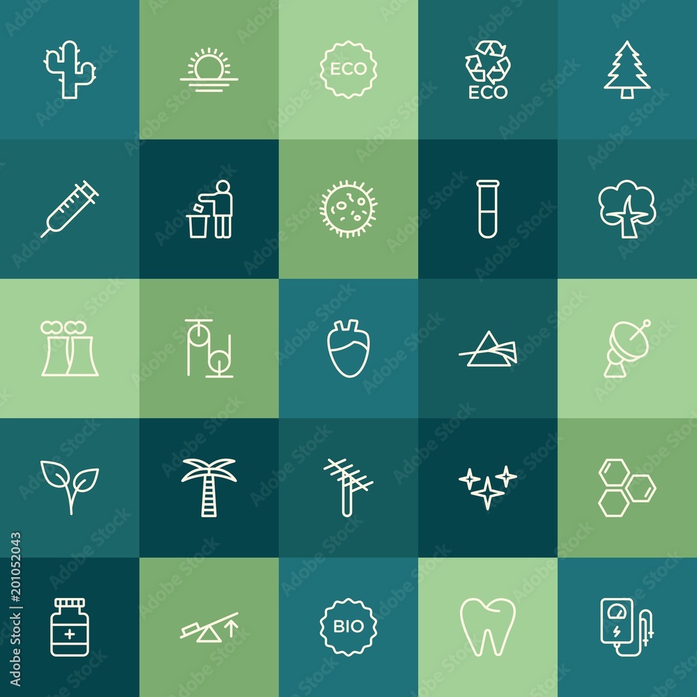 Modern Simple Set of health, science, nature Vector outline Icons. ..Contains such Icons as  sun,  background,  nature,  health, physics and more on green background. Fully Editable. Pixel Perfect.