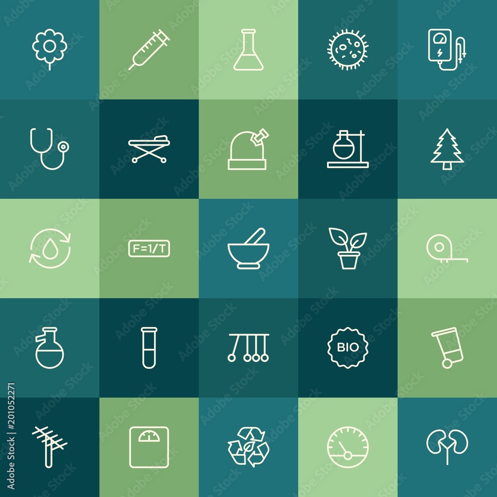 Modern Simple Set of health, science, nature Vector outline Icons. ..Contains such Icons as  icon,  communication,  spring, recycle,  can and more on green background. Fully Editable. Pixel Perfect.