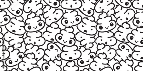 Poo Seamless pattern vector Cartoon isolated doodle illustration wallpaper background white