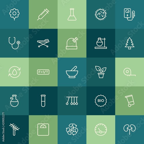 Modern Simple Set of health, science, nature Vector outline Icons. ..Contains such Icons as icon, communication, spring, recycle, can and more on green background. Fully Editable. Pixel Perfect.