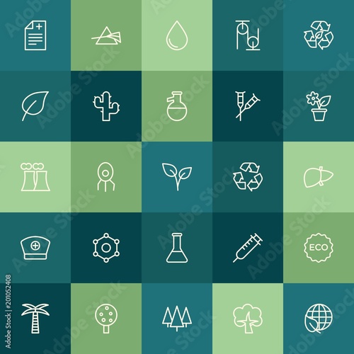 Modern Simple Set of health, science, nature Vector outline Icons. ..Contains such Icons as colorful, prescription, global, forest, tree and more on green background. Fully Editable. Pixel Perfect.