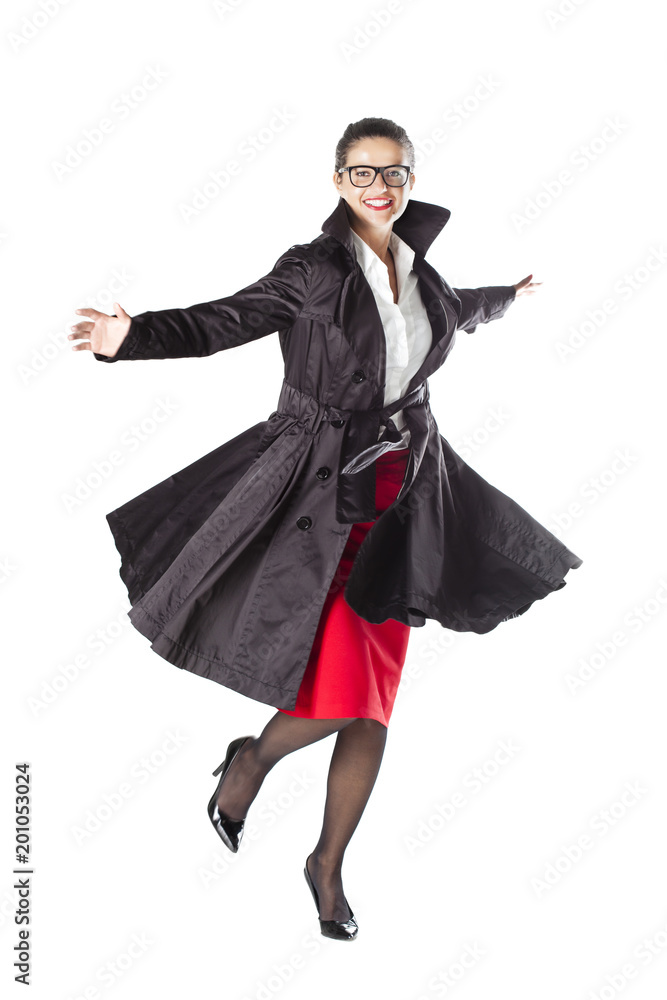 beautiful business girl turning around