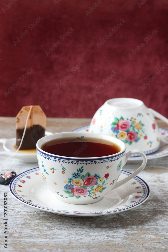 A cup of tea with tea bag A cup of tea with tea bag