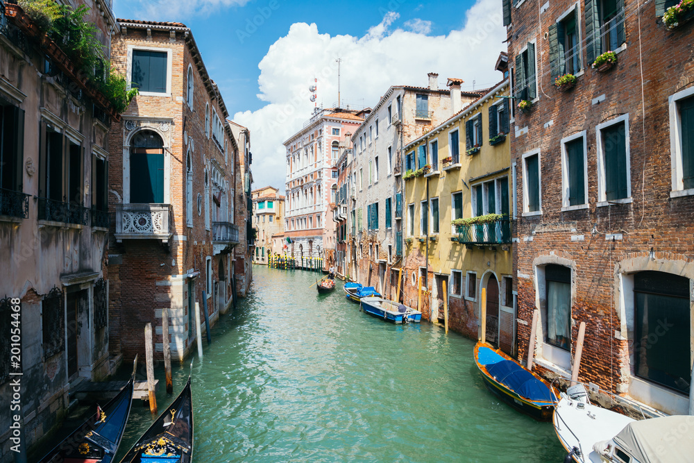 European old buildings with canal in Venice, Italy