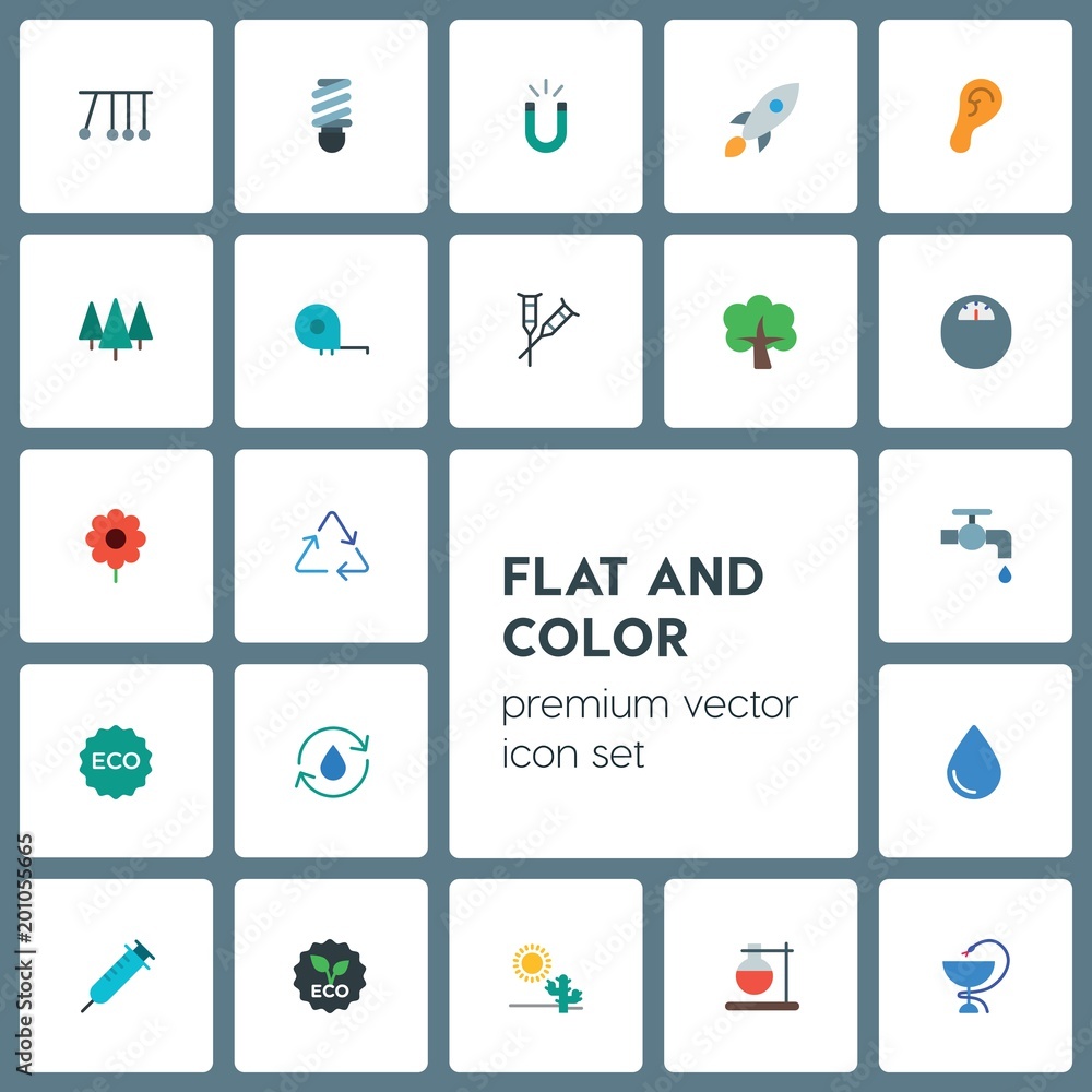 Modern Simple Set of health, science, nature Vector flat Icons. ..Contains such Icons as  sign,  physics,  wet, recycle,  balance, nature and more on grey background. Fully Editable. Pixel Perfect