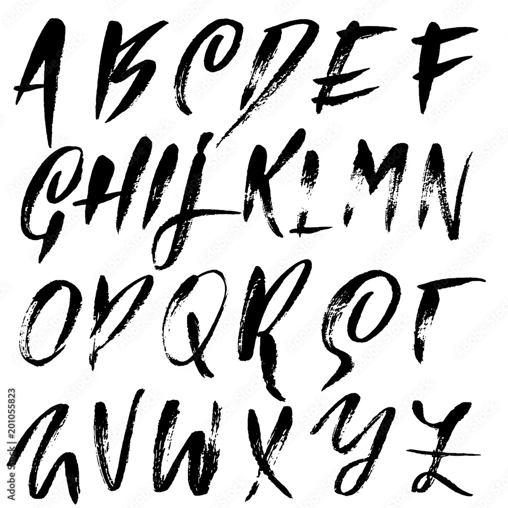 Handdrawn dry brush font. Modern brush lettering. Grunge style alphabet. Vector illustration. Handdrawn dry brush font. Modern brush lettering. Grunge style alphabet. Vector illustration.