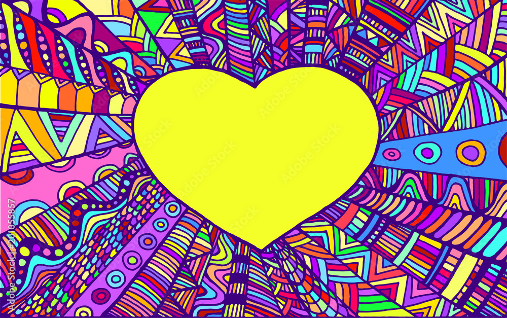 Romantic ornamental frame heart rainbow colo Romantic ornamental frame heart rainbow colo