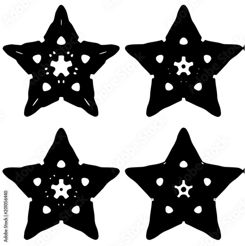 Four decorative star in a black - white colors
