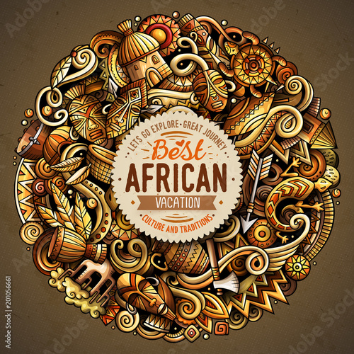 Cartoon vector doodles Africa illustration