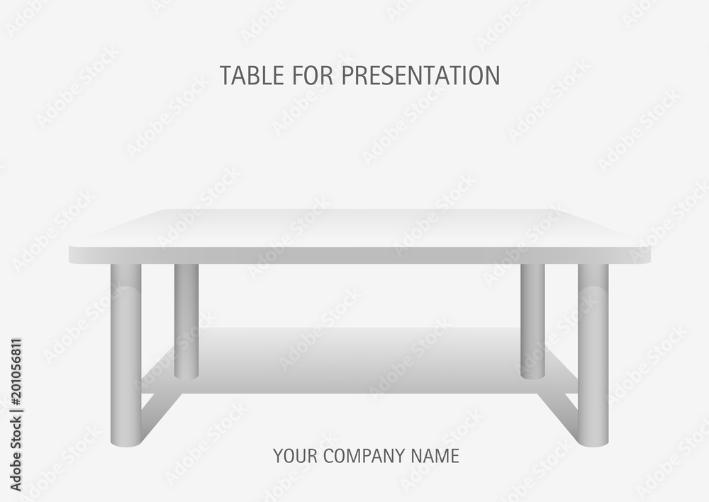 White vector 3d platform, rectangular table. Template for presentation of goods. White vector 3d platform, rectangular table. Template for presentation of goods.