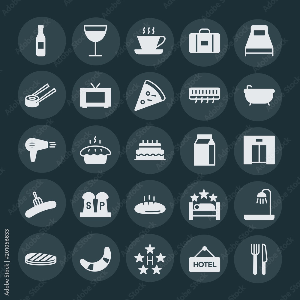 Modern Simple Set of food, hotel, drinks Vector fill Icons. ..Contains such Icons as delicious, toast, hot, service, fork, coffee, cup and more on dark background. Fully Editable. Pixel Perfect. Modern Simple Set of food, hotel, drinks Vector fill Icons. ..Contains such Icons as delicious, toast, hot, service, fork, coffee, cup and more on dark background. Fully Editable. Pixel Perfect.