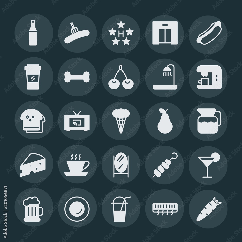 Modern Simple Set of food, hotel, drinks Vector fill Icons. ..Contains such Icons as dinner, beverage, glass, healthy, food, luxury, tv and more on dark background. Fully Editable. Pixel Perfect. Modern Simple Set of food, hotel, drinks Vector fill Icons. ..Contains such Icons as dinner, beverage, glass, healthy, food, luxury, tv and more on dark background. Fully Editable. Pixel Perfect.