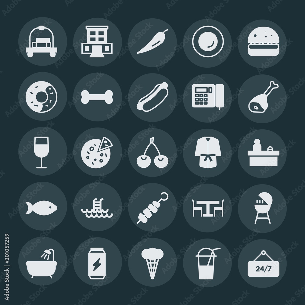 Modern Simple Set of food, hotel, drinks Vector fill Icons. ..Contains such Icons as sweet, glass, cream, 24, meat, interior, drink and more on dark background. Fully Editable. Pixel Perfect. Modern Simple Set of food, hotel, drinks Vector fill Icons. ..Contains such Icons as sweet, glass, cream, 24, meat, interior, drink and more on dark background. Fully Editable. Pixel Perfect.