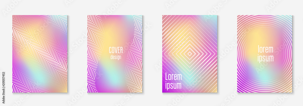 Cool cover template set. Minimal trendy vector with halftone gradients. Geometric cool cover template for flyer, poster, brochure and invitation. Minimalistic colorful shapes. Abstract illustration. Cool cover template set. Minimal trendy vector with halftone gradients. Geometric cool cover template for flyer, poster, brochure and invitation. Minimalistic colorful shapes. Abstract illustration.
