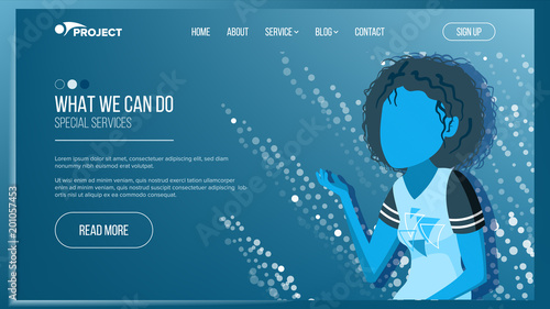 Main Web Page Design Vector. Business Concept. Working Team. Cartoon People. Cloud Room. Illustration