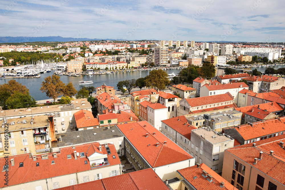 Aerial view of Zadar - famous historic Croatian city. 