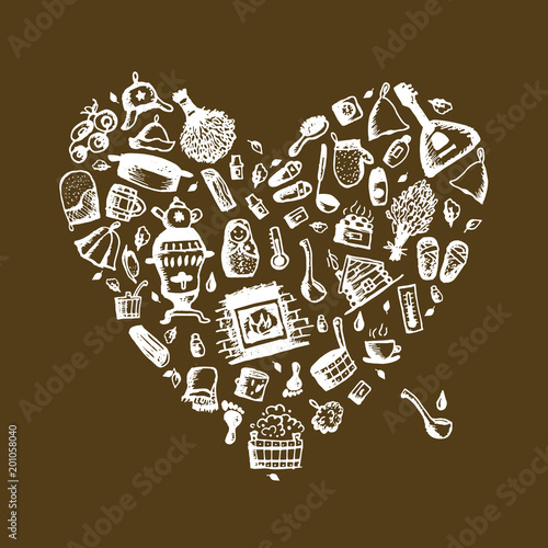 Russian sauna, heart shape for your design