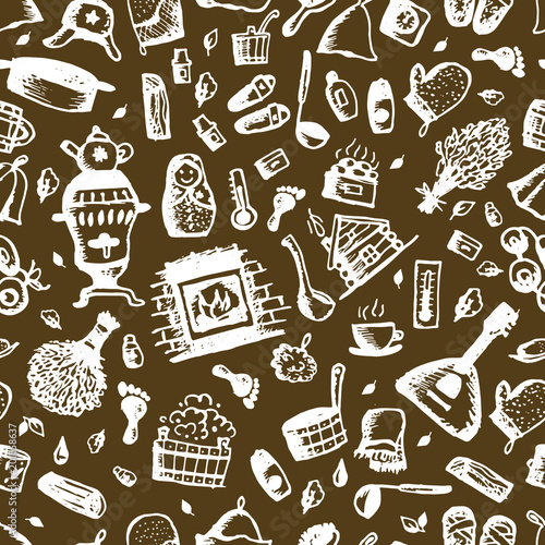Russian sauna, seamless pattern for your design